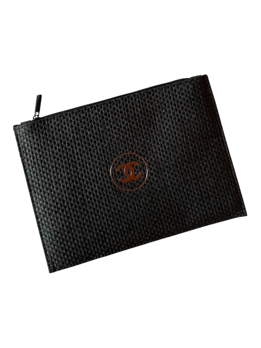 CHANEL Black Woven Cosmetic Pouch